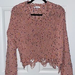 Pink Colored Tattered Sweater